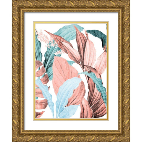 Coral Palms 2 Gold Ornate Wood Framed Art Print with Double Matting by Allen, Kimberly