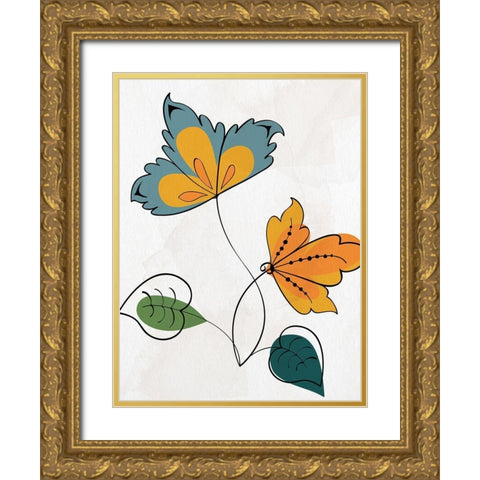 Bold Floral 2 Gold Ornate Wood Framed Art Print with Double Matting by Allen, Kimberly