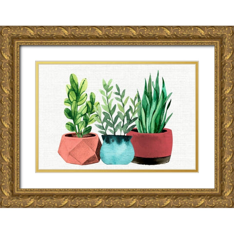 Summer Pots Gold Ornate Wood Framed Art Print with Double Matting by Allen, Kimberly