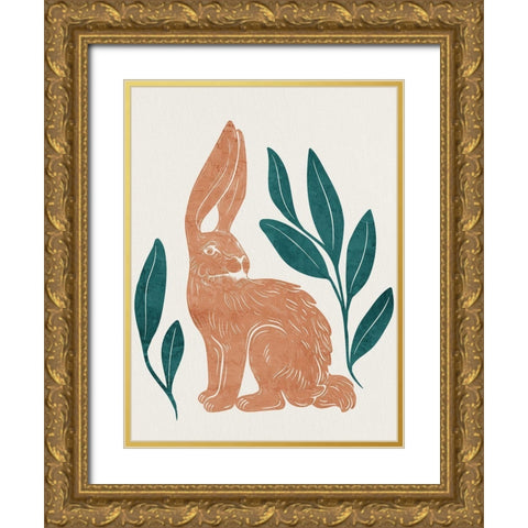 Summer Hare 1 Gold Ornate Wood Framed Art Print with Double Matting by Allen, Kimberly