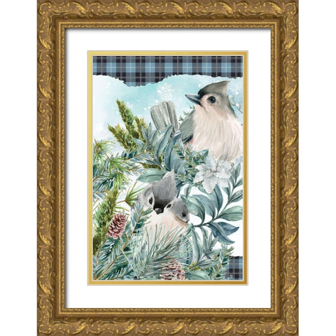 Winter Nest Gold Ornate Wood Framed Art Print with Double Matting by Allen, Kimberly