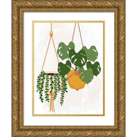 Hanging Plants Gold Ornate Wood Framed Art Print with Double Matting by Allen, Kimberly