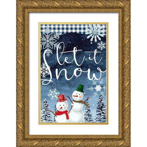 Let it Snow Gold Ornate Wood Framed Art Print with Double Matting by Allen, Kimberly