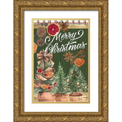 Old Fashioned Christmas Gold Ornate Wood Framed Art Print with Double Matting by Allen, Kimberly