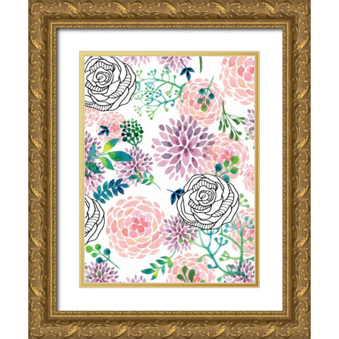 Glee Gold Ornate Wood Framed Art Print with Double Matting by Allen, Kimberly