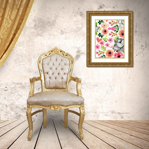 Summer Blooms Gold Ornate Wood Framed Art Print with Double Matting by Allen, Kimberly