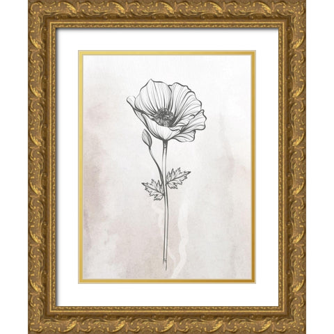 Stone Floral 1 Gold Ornate Wood Framed Art Print with Double Matting by Allen, Kimberly