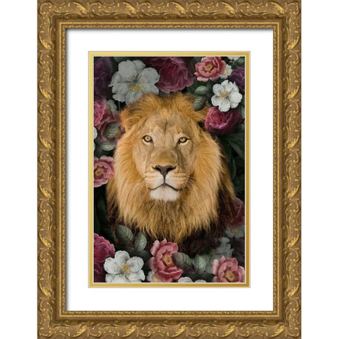 _Lush Garden Lion Gold Ornate Wood Framed Art Print with Double Matting by Allen, Kimberly