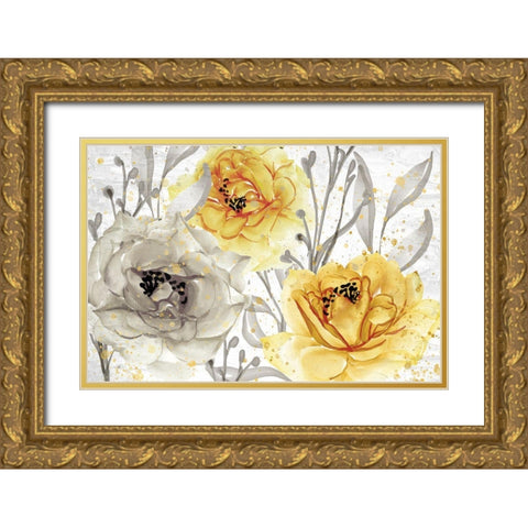 Yellow Blooming Gold Ornate Wood Framed Art Print with Double Matting by Allen, Kimberly