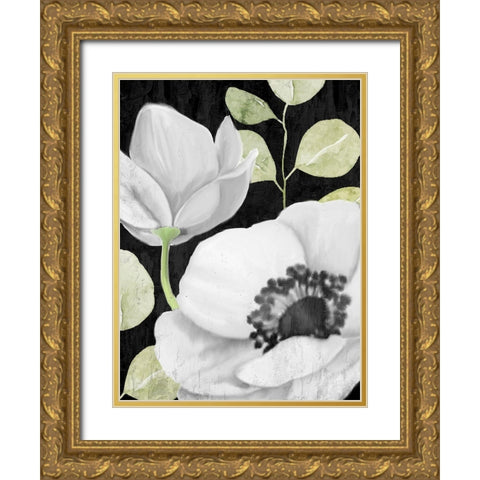 Anemone On Black 2 Gold Ornate Wood Framed Art Print with Double Matting by Allen, Kimberly