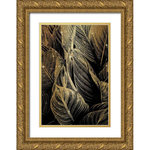 Midnight Palm Gold 1 Gold Ornate Wood Framed Art Print with Double Matting by Allen, Kimberly
