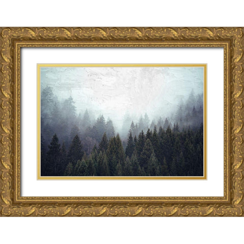 Misty Blue Gold Ornate Wood Framed Art Print with Double Matting by Allen, Kimberly