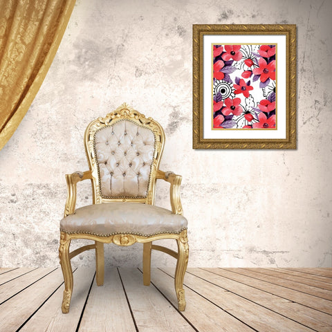 Love Floral Gold Ornate Wood Framed Art Print with Double Matting by Allen, Kimberly