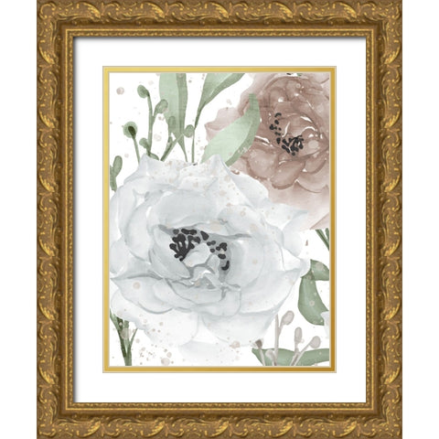 Floral Bloom Panel 1 Gold Ornate Wood Framed Art Print with Double Matting by Allen, Kimberly