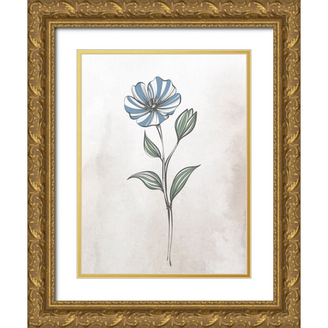 Stone Floral Blues 2 Gold Ornate Wood Framed Art Print with Double Matting by Allen, Kimberly