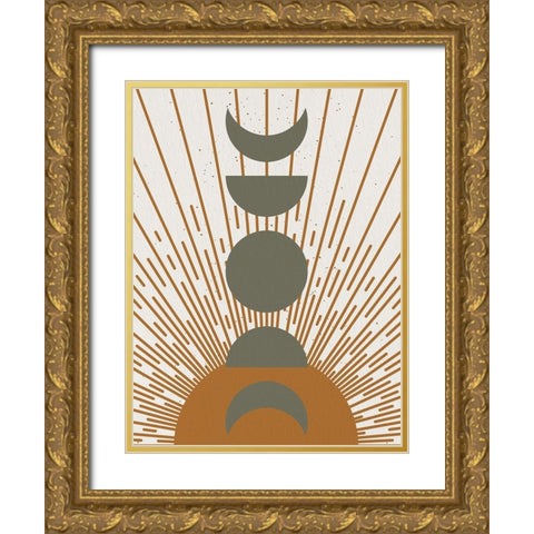 Sun And Moon Phases Gold Ornate Wood Framed Art Print with Double Matting by Allen, Kimberly