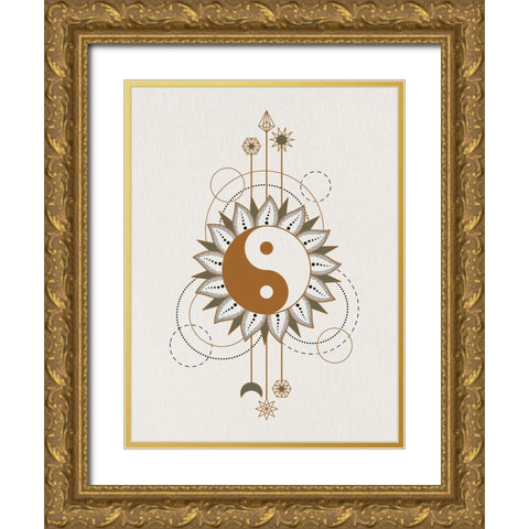 Ying Yang Gold Ornate Wood Framed Art Print with Double Matting by Allen, Kimberly