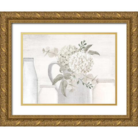 Hydrangea Row Gold Ornate Wood Framed Art Print with Double Matting by Allen, Kimberly