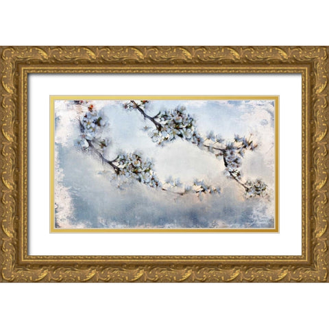 Magnolia Branch Gold Ornate Wood Framed Art Print with Double Matting by Allen, Kimberly