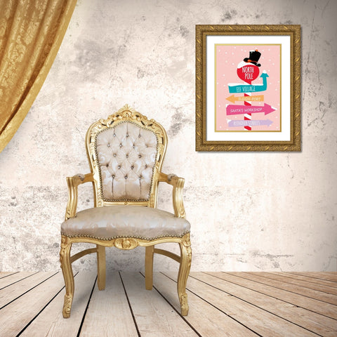 To The North Pole Gold Ornate Wood Framed Art Print with Double Matting by Allen, Kimberly