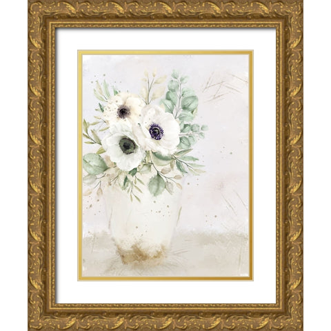 Vase of White Gold Ornate Wood Framed Art Print with Double Matting by Allen, Kimberly