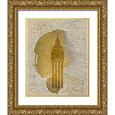 A Day in London B Gold Ornate Wood Framed Art Print with Double Matting by Allen, Kimberly