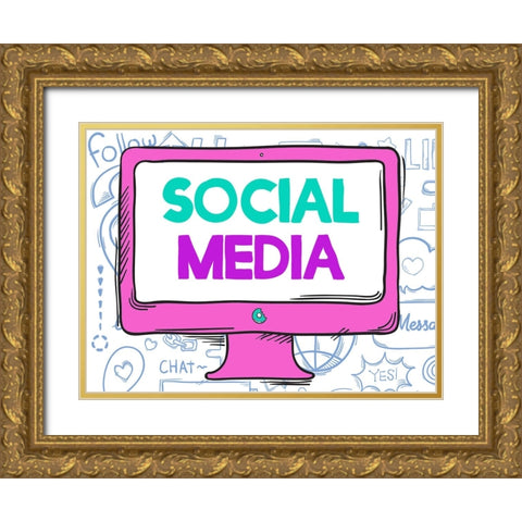 Social Media Gold Ornate Wood Framed Art Print with Double Matting by Allen, Kimberly