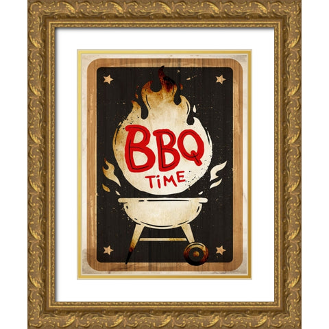BBQ Time Gold Ornate Wood Framed Art Print with Double Matting by Allen, Kimberly