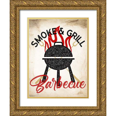 Smoke And Grill Gold Ornate Wood Framed Art Print with Double Matting by Allen, Kimberly