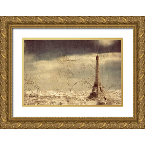 City of Love Gold Ornate Wood Framed Art Print with Double Matting by Allen, Kimberly