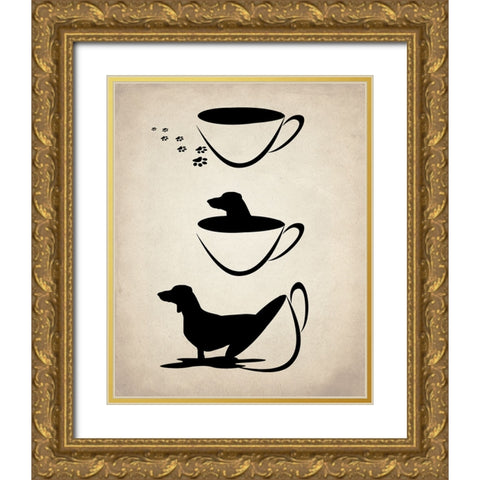 Dachshund Cup Gold Ornate Wood Framed Art Print with Double Matting by Allen, Kimberly
