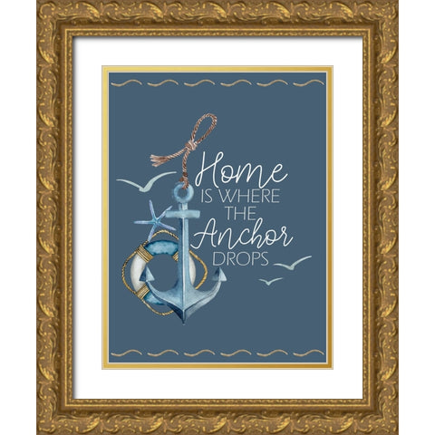 Anchor Home Gold Ornate Wood Framed Art Print with Double Matting by Allen, Kimberly