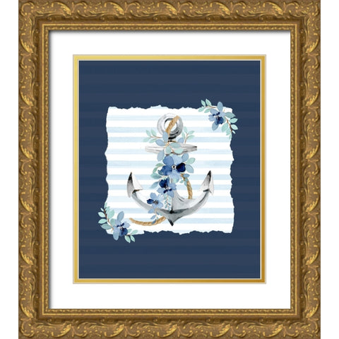 Floral Anchor 2 Gold Ornate Wood Framed Art Print with Double Matting by Allen, Kimberly