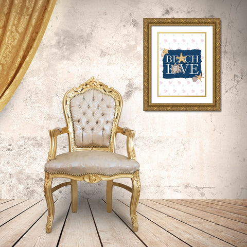 Beach Love Gold Ornate Wood Framed Art Print with Double Matting by Allen, Kimberly
