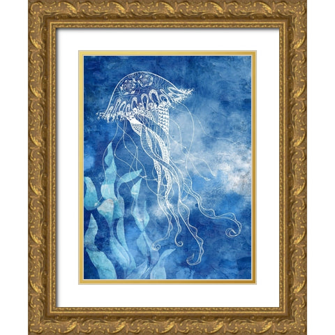 White Sea Creatures 1 Gold Ornate Wood Framed Art Print with Double Matting by Allen, Kimberly
