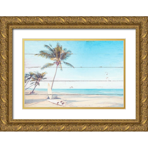 Lets Surf Gold Ornate Wood Framed Art Print with Double Matting by Allen, Kimberly