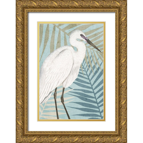 Beach Crane Gold Ornate Wood Framed Art Print with Double Matting by Allen, Kimberly