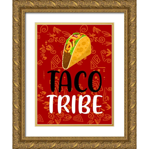 Taco Tribe Gold Ornate Wood Framed Art Print with Double Matting by Allen, Kimberly