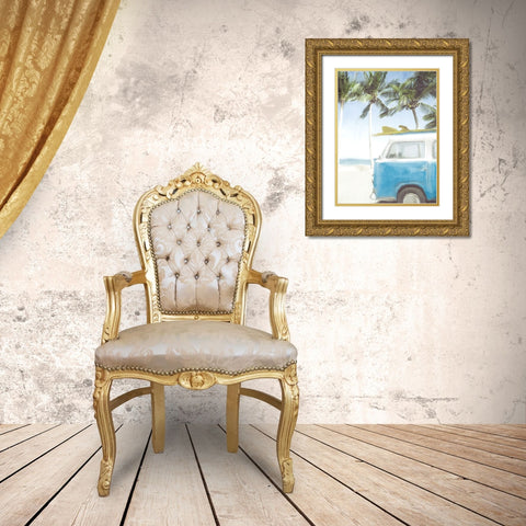 Beach Van Gold Ornate Wood Framed Art Print with Double Matting by Allen, Kimberly