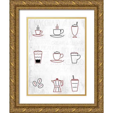 Coffee Chart Gold Ornate Wood Framed Art Print with Double Matting by Allen, Kimberly