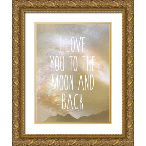 I Love You to the Moon Gold Ornate Wood Framed Art Print with Double Matting by Allen, Kimberly