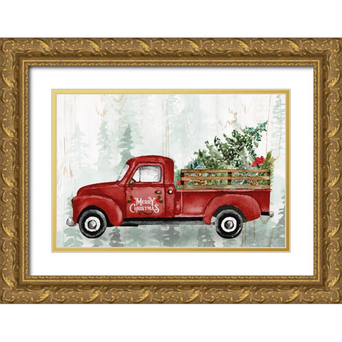 Christmas Delivery Gold Ornate Wood Framed Art Print with Double Matting by Allen, Kimberly