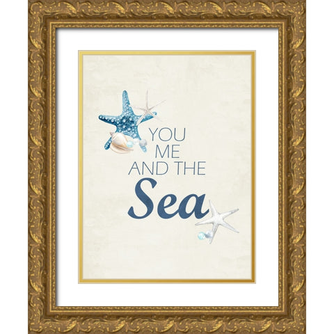 You Me And The Sea Gold Ornate Wood Framed Art Print with Double Matting by Allen, Kimberly