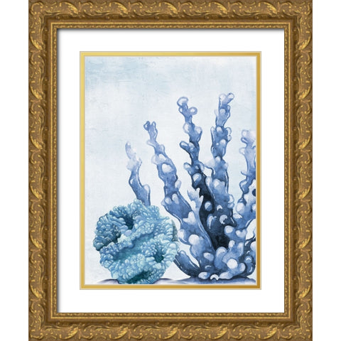 Blue Coral 2 Gold Ornate Wood Framed Art Print with Double Matting by Allen, Kimberly