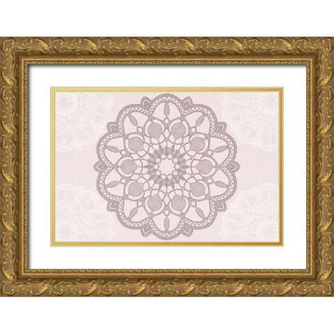 Rose Mandala Gold Ornate Wood Framed Art Print with Double Matting by Allen, Kimberly