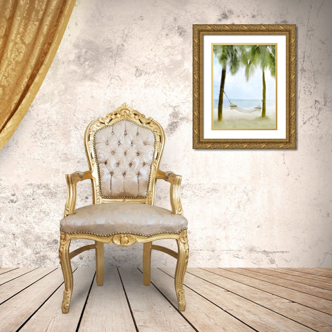 Nap On The Beach Gold Ornate Wood Framed Art Print with Double Matting by Allen, Kimberly