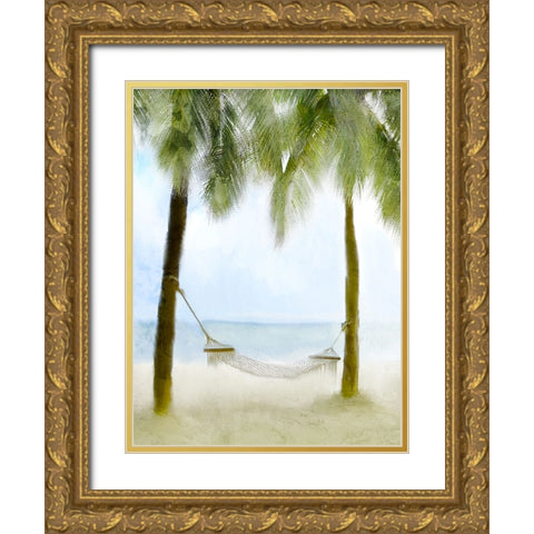Nap On The Beach Gold Ornate Wood Framed Art Print with Double Matting by Allen, Kimberly