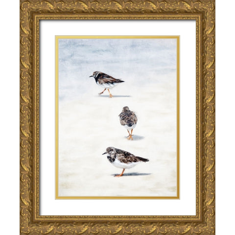 Sandpiper Beach Gold Ornate Wood Framed Art Print with Double Matting by Allen, Kimberly