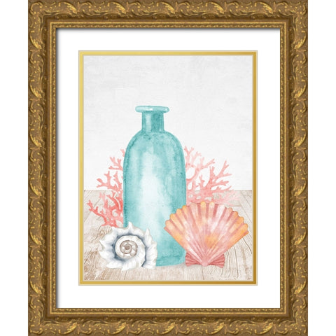 Sea Glass Shells 1 Gold Ornate Wood Framed Art Print with Double Matting by Allen, Kimberly