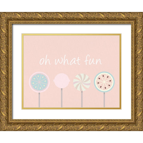 Oh What Fun Gold Ornate Wood Framed Art Print with Double Matting by Allen, Kimberly